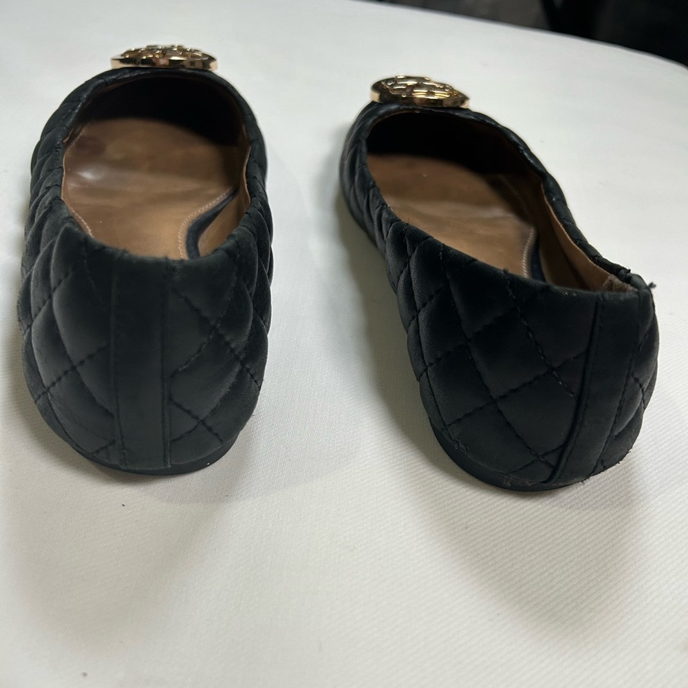 Tory Burch black quilted leather Benton ballet flats - Picture 8 of 15